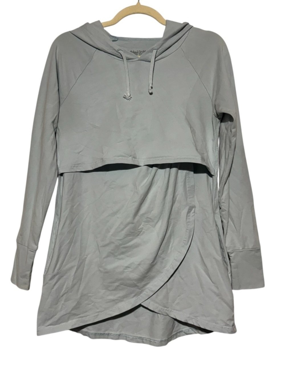 Latched Mama Maternity Nursing Hoodie Sweatshirt Size Small Light Blue Tunic